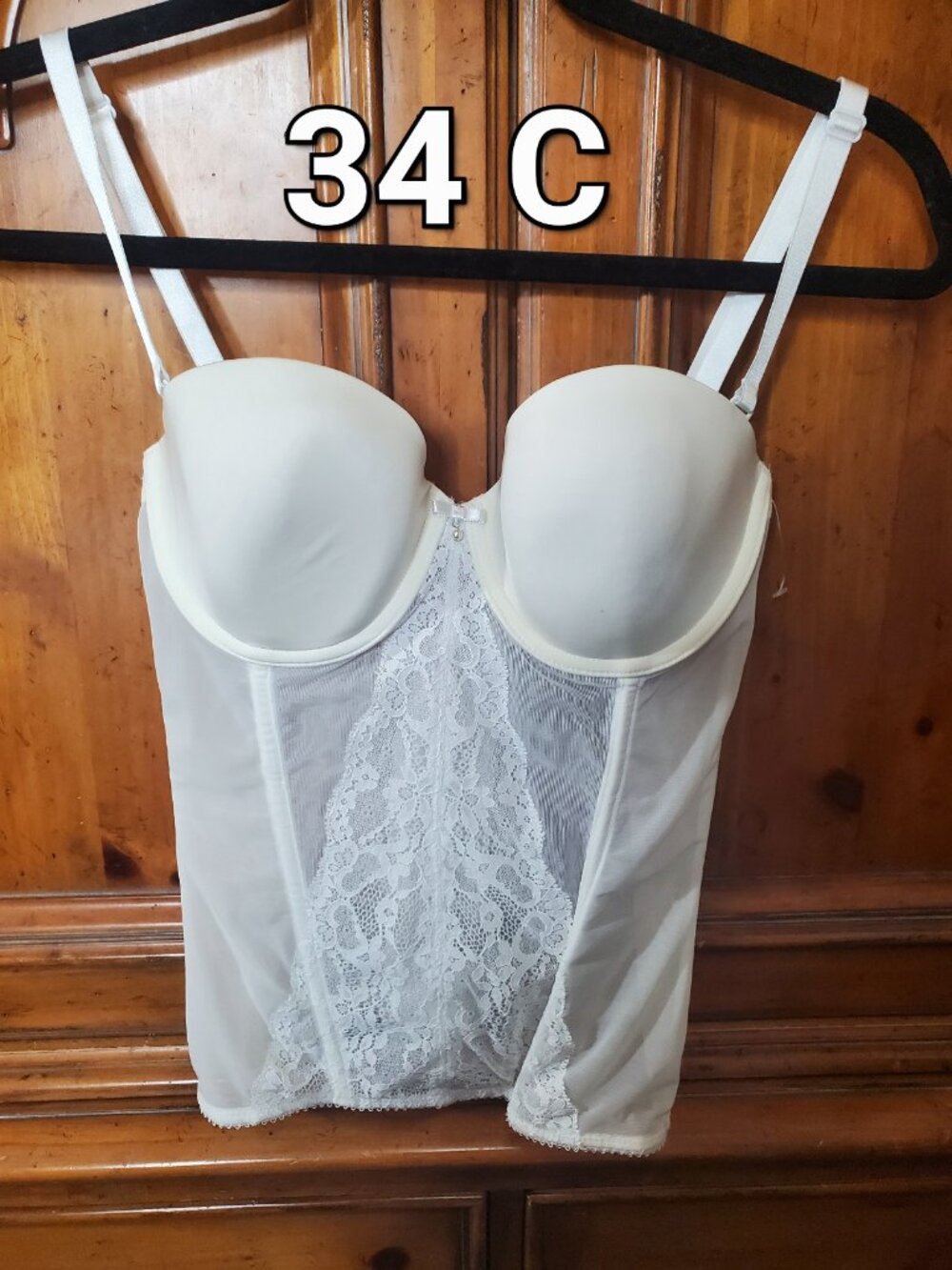 Triumph Vintage "Love Spotlight" Lace Bustier Corset 34C Off-White Mesh NOS